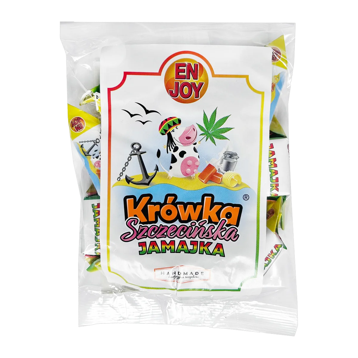 Krówka Szczecińska Jamajka 250 g — torebka z krówkami z nasionami konopi